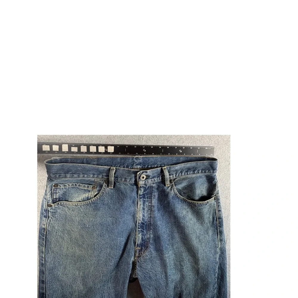 Vintage Polo Jeans Co Ralph Lauren Mens 38 Blue Denim Distressed Straight Leg